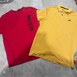 Hollister Red and Yellow Polo Shirts Vibrant Casual Wear Sz XL
